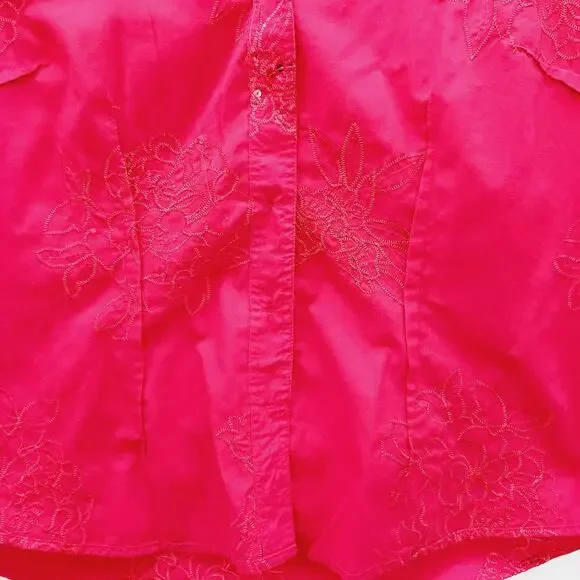 Blouse Size L Red Sequin Embroidered Short Sleeve Patriotic Americana 4th July - Picture 11 of 14